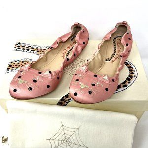 Charlotte Olympia Fabri Elastic Flat Pink Poly Satin Kitty Women's Shoes